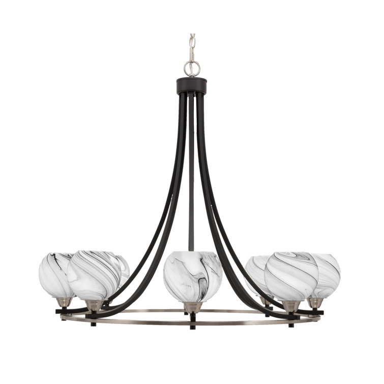Orren Ellis 8 Light Dimmable Wagon Wheel Chandelier Wayfair